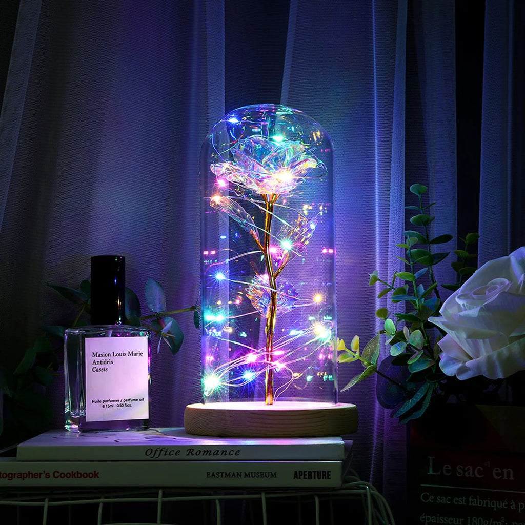 Galaxy Rose Lamp with Butterfly