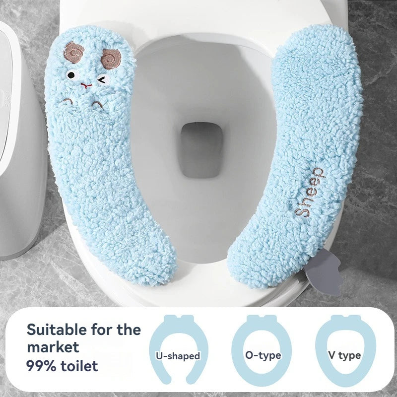 New Pattern Fashion Winter Toilet Seat Cushion Household Toilet Adhesive Seat Cover Seasonal Universal Toilet Seat Cushion