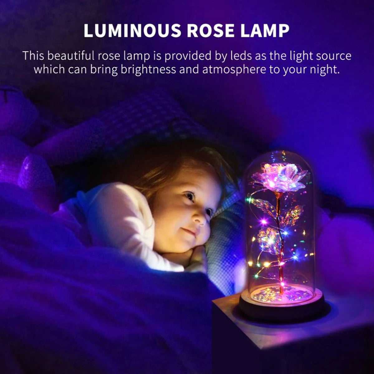 Galaxy Rose Lamp with Butterfly