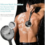 Silicone Back Scrubber Brush with Long Handle for Shower & Body Cleaning