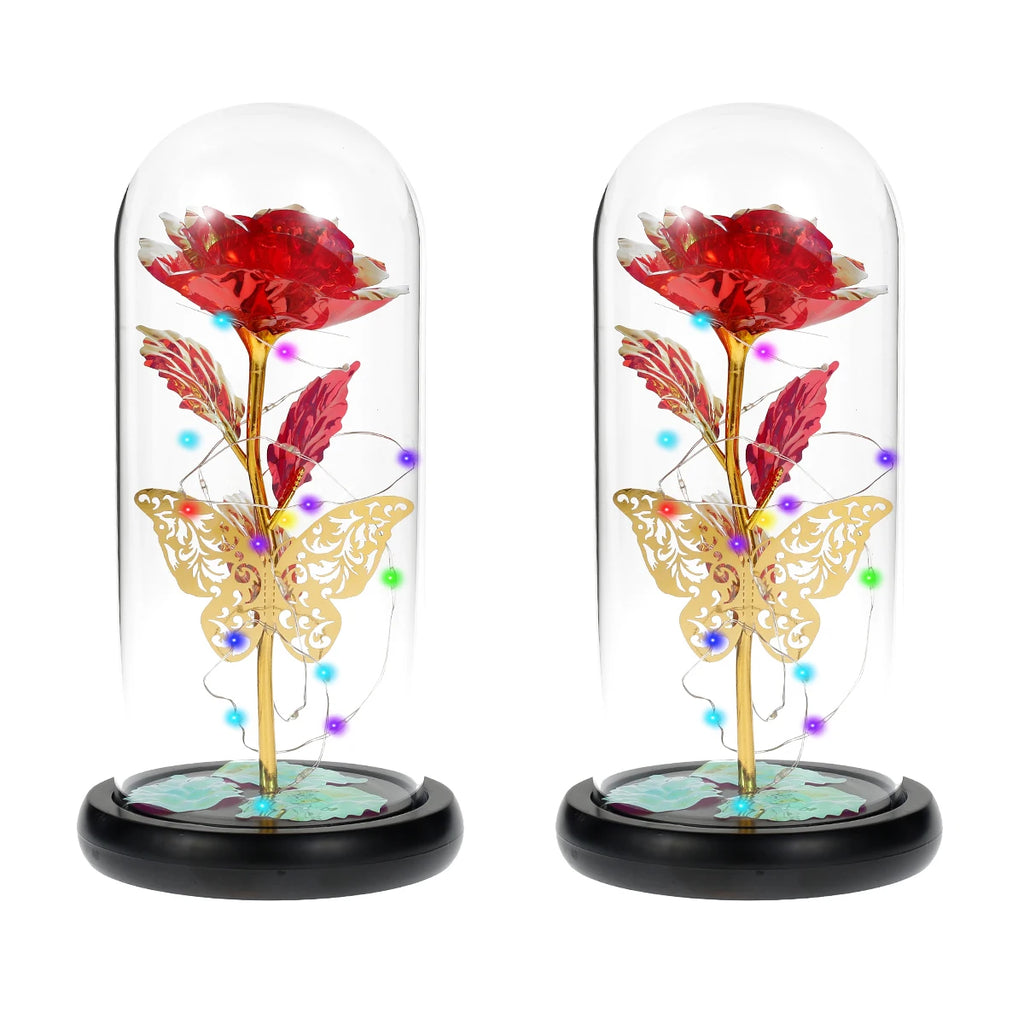 Galaxy Rose Lamp with Butterfly