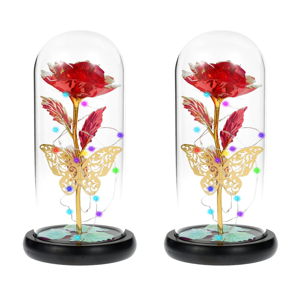 Galaxy Rose Lamp with Butterfly