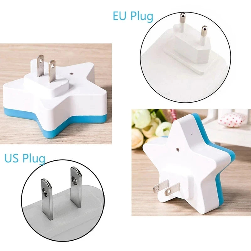 LED Star Night Light - 4 Colors | Kids Bedroom Lamp | US Plug