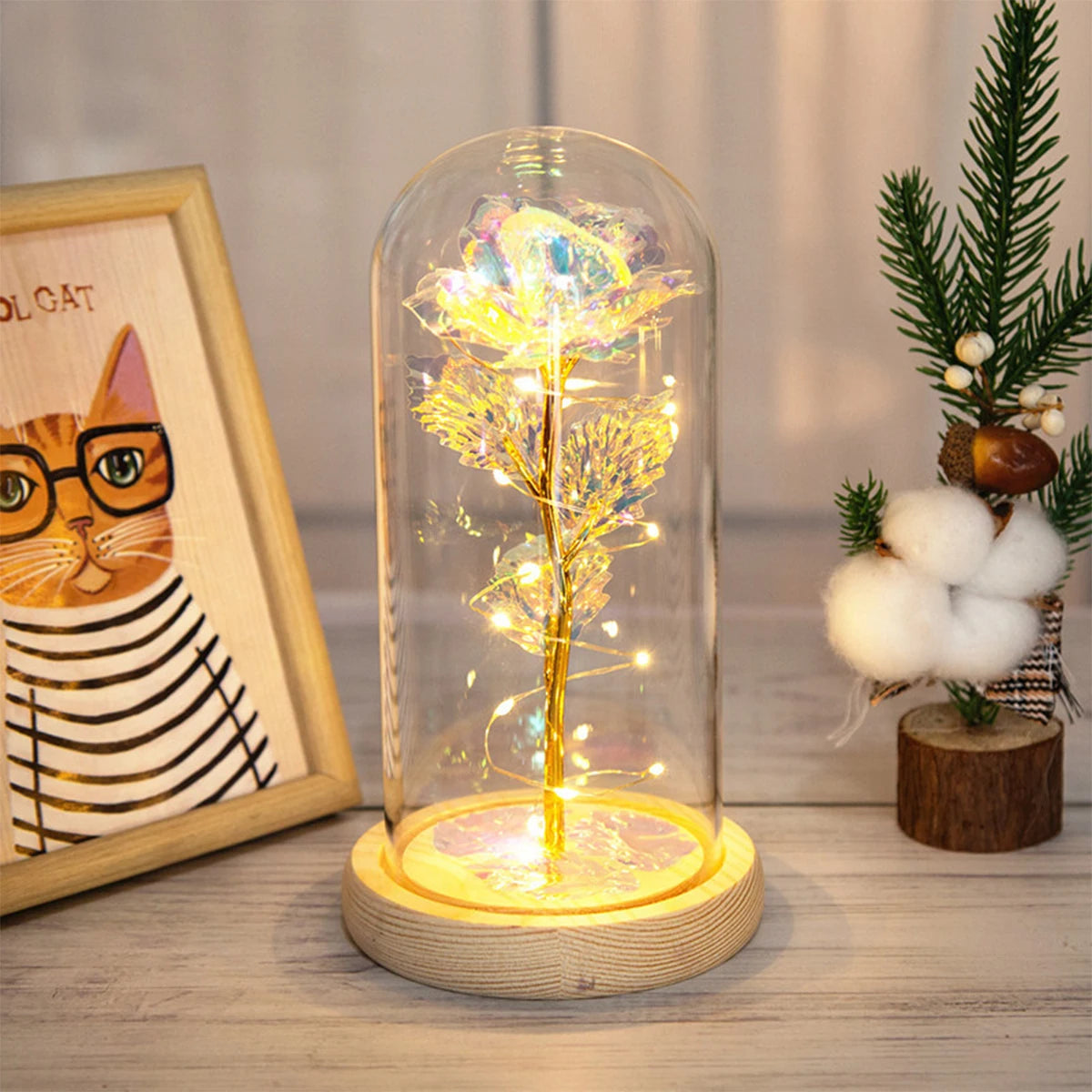 Galaxy Rose Lamp with Butterfly