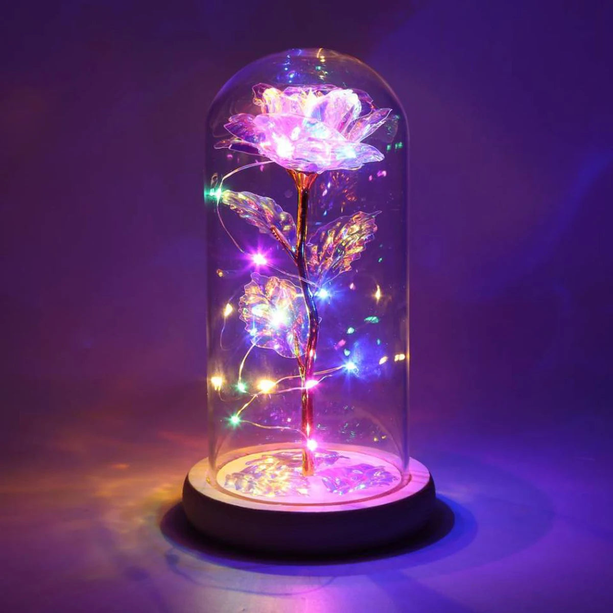 Galaxy Rose Lamp with Butterfly
