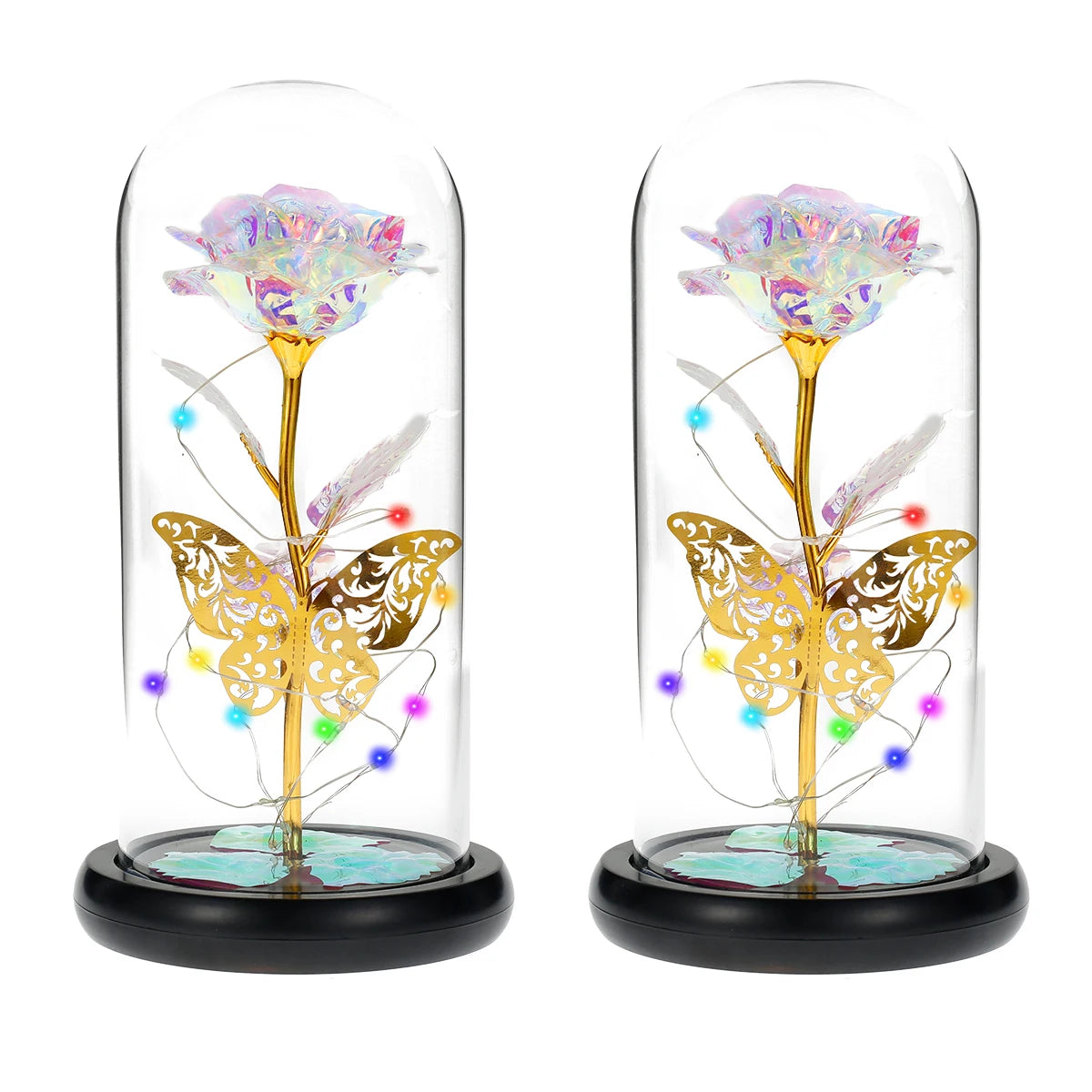 Galaxy Rose Lamp with Butterfly