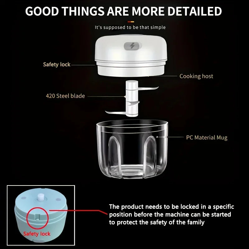 Mini Rechargeable Garlic Chopper 250ML