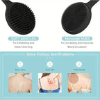 Silicone Back Scrubber Brush with Long Handle for Shower & Body Cleaning
