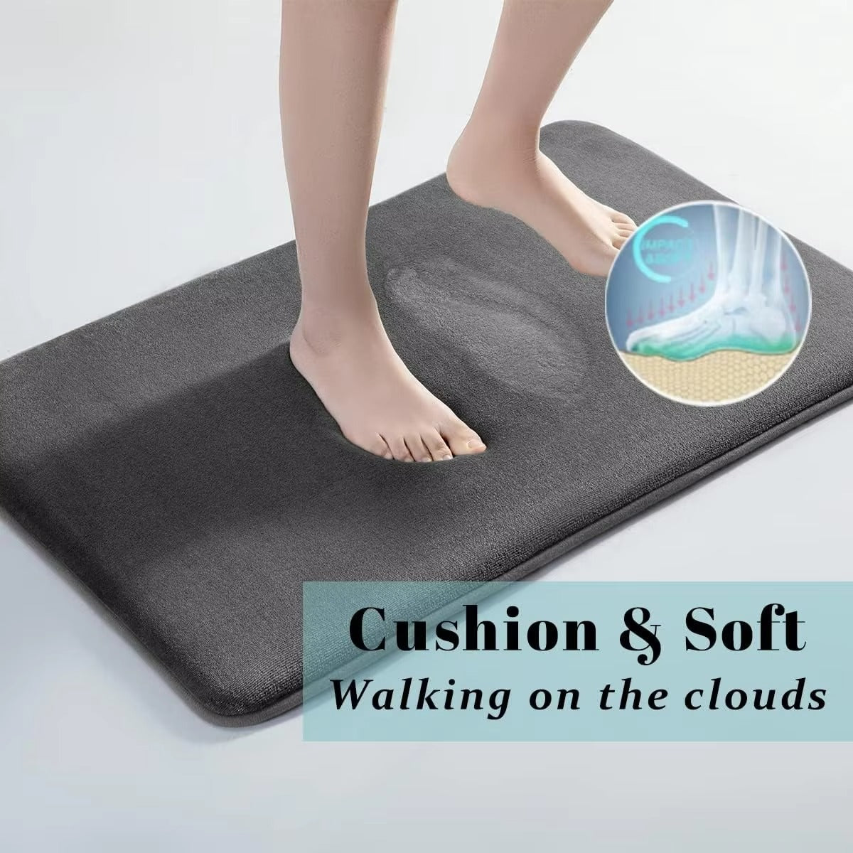 Ultra-Absorb Memory Foam Bath Mat Non-Slip Quick-Dry Shower Rug